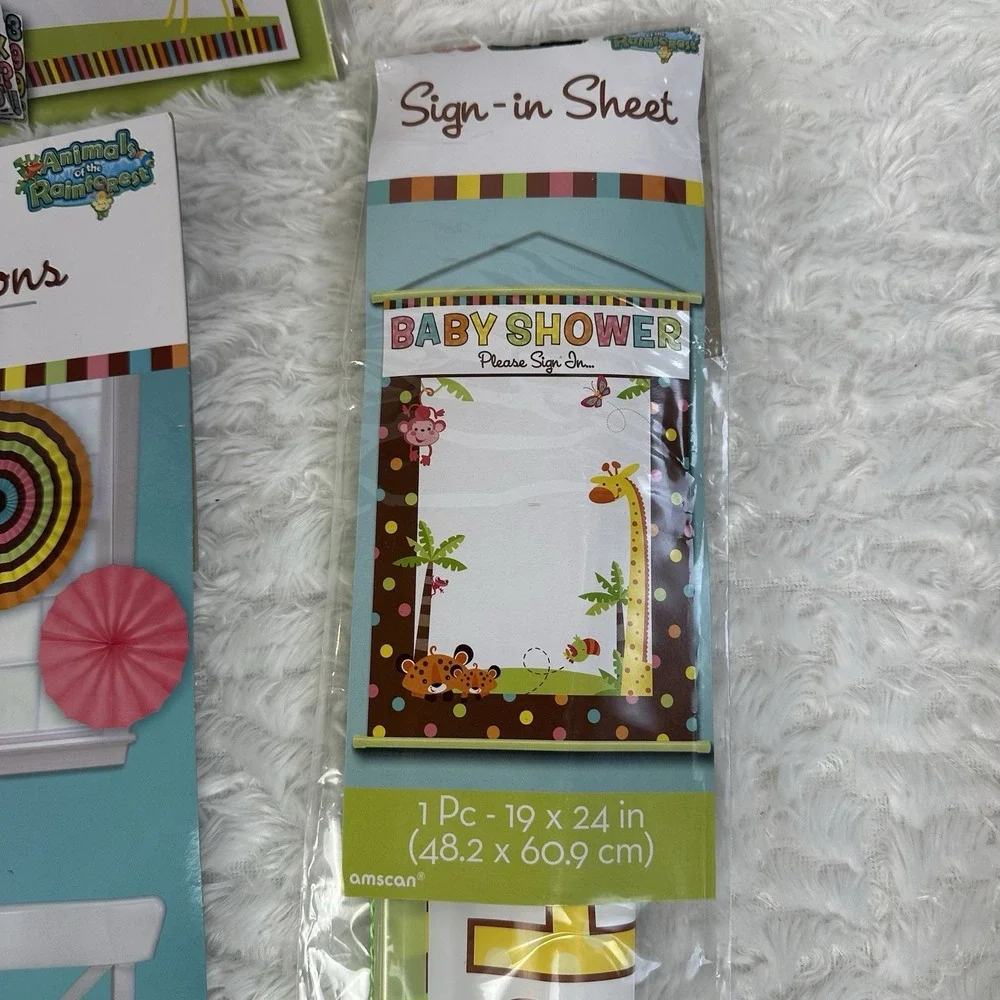 Fisher Price Rainforest Animals Baby Shower Decorations‎ Banner Bundle Neutral